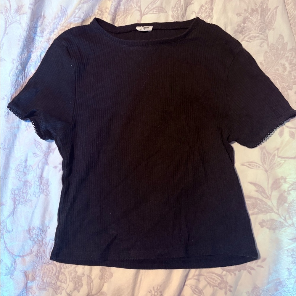 Cotton On Black Ribbed Short Sleeve Tee